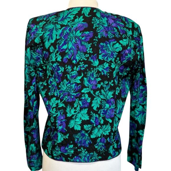 Jeffrey & Dara By Linda Hutley Whimsy Cottage Fall Floral Quilted Crop Jacket L - Picture 5 of 7